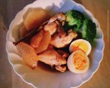 白ワインの手羽元煮、煮卵と大根作り方3写真