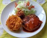 ミートソースがけのハンバーグ♪作り方1写真