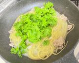 ワンパン♪わさび菜と豚バラのパスタ作り方5写真