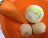 マーガリンで野菜を揚げ焼き豚しゃぶカレー作り方1写真