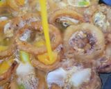 オニオンリングで卵とじ作り方4写真