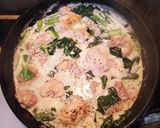 若鶏と小松菜のバジルクリームパスタ作り方3写真