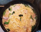若鶏と小松菜のバジルクリームパスタ作り方4写真