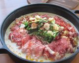 〖豚こま肉ともやしと青ニラの赤辛豆乳鍋〗作り方6写真