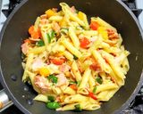 ベーコンと冷凍の里芋とパプリカのパスタ作り方7写真