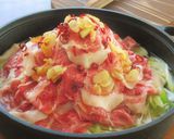 〖 豚肩ロース肉と白ねぎの赤辛鍋 〗作り方5写真