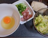 レンチン ソーセージ＆レタス炒飯作り方1写真