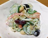 胡瓜､蒸し大豆､カニカマ海苔佃マヨ和え作り方3写真