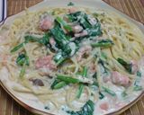 超簡単　サーモンときのこのクリームパスタ作り方8写真