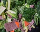 ターサイと牛肉の胡麻味噌炒め作り方3写真