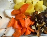 和食夕食★圧力鍋で簡単牛すじの具沢山煮物作り方1写真