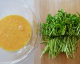 豆苗としらすの卵炒め作り方1写真