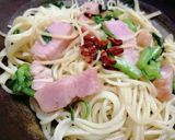 春菊とベーコンのペペロンチーノ作り方8写真