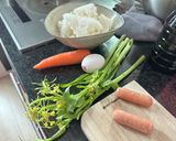 雪下人参と菜の花の春香るチャーハン作り方1写真