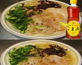 美味ドレとごま油で豚骨ラーメン！作り方1写真