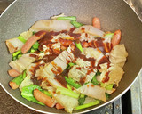 白菜＆小松菜とソーセージの焼きうどん作り方4写真