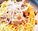 さば缶と晒し玉ねぎの和風パスタ作り方4写真