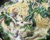 ほうれん草とベーコンのクリームパスタ☆作り方5写真