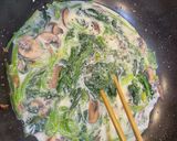 牡蠣とほうれん草のクリームパスタ作り方7写真