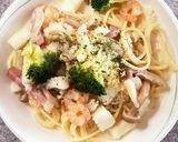 シーフードのチャウダー風スープパスタ作り方10写真