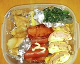 卵焼きシリーズ！焼豚とチーズの卵焼き作り方3写真
