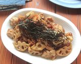 れんこんと鶏もも肉の焼肉のたれポン酢炒め作り方5写真