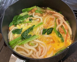 小松菜と油揚げの卵とじうどん作り方6写真