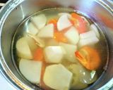 鰹節と海老出汁の効いた白味噌のお雑煮作り方8写真