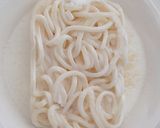 レンジ4分皿1つ。ロゼクリームうどん作り方1写真