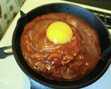 簡単スキレットで半熟玉子煮込みハンバーグ作り方11写真