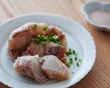 梨と白きくらげの豚肉巻き作り方6写真