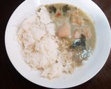 簡単☆ハムステーキ添えタイカレー&ごはん作り方2写真