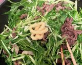 牛コマと水菜炒め作り方6写真