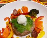 オーブンで一度に!和風ハンバーグ&お野菜作り方6写真