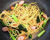 小松菜とソーセージの和風パスタ作り方5写真