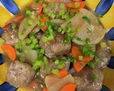 豚こま肉を丸めてだし醤油味で食す〜♪作り方6写真