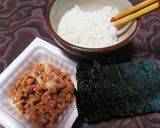 【焼き海苔で納豆クレープ包み食べ！】作り方1写真