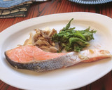 塩鮭と舞茸とセロリの葉のトースター焼き作り方4写真
