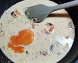 焼き鮭のカルボナーラ風スパゲティ作り方4写真