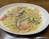 鮭としいたけのクリームパスタ作り方5写真