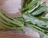 簡単★春菊の葉のサラダと茎のおひたし作り方1写真