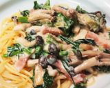 ほうれん草とキノコのクリームパスタ作り方15写真