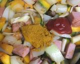 ブロックハムとかぼちゃのカレー粉炒め作り方4写真