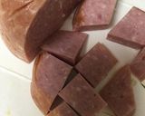 ブロックハムとかぼちゃのカレー粉炒め作り方1写真