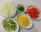 簡単給食 彩り野菜のオムライス風丼ぶり作り方2写真