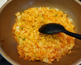 簡単給食 彩り野菜のオムライス風丼ぶり作り方4写真
