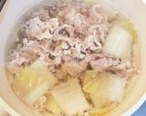幼児食・取り分け｜豚肉と白菜の卵とじ鍋作り方3写真