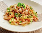 ネギ豚納豆のピリ辛和えうどん作り方6写真