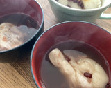 簡単　鏡餅をおしるこへ　あったまるー作り方8写真