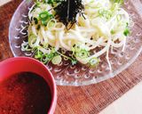 5分★つけ麺中華ダレうどん★薬味のせ作り方2写真